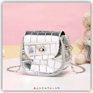 NEW Silver Leather Crossbody Coin Purse Bag